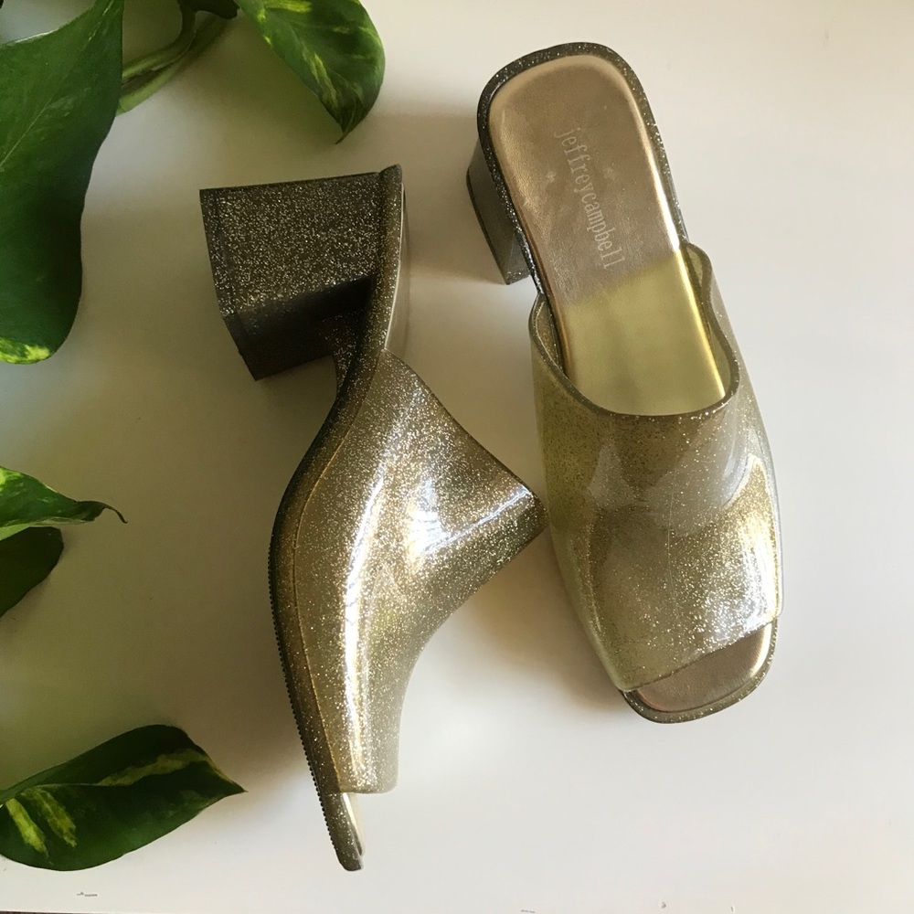 Jeffrey Campbell Petra Glitter Platform Slides